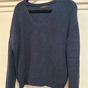 Quince Deep Blue V-Neck Sweater